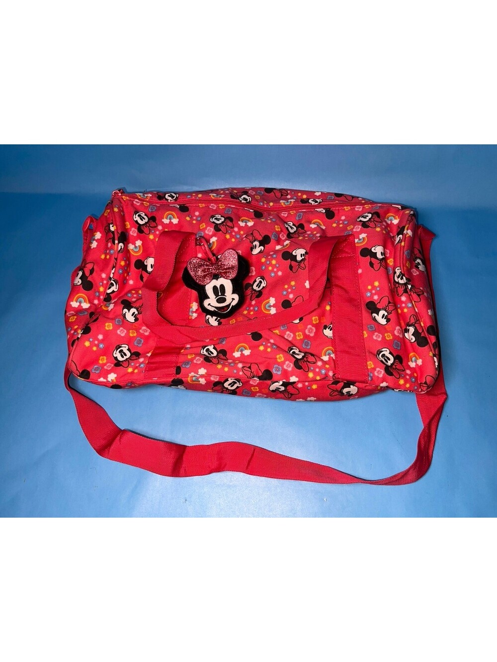 Disney Minnie Mouse Duffle Bag & Removable Plush Ornament Sequin Bow